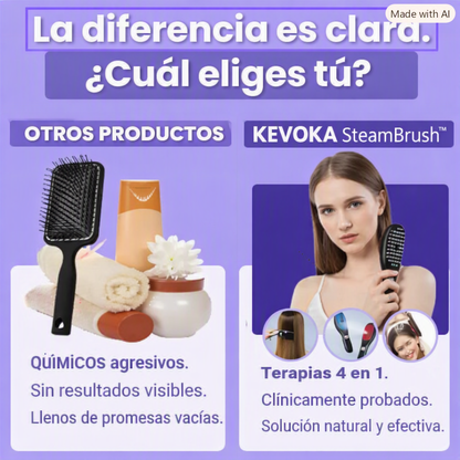 KEVOKA SteamBrush™ | Cepillo Vaporizador Capilar 4 en 1