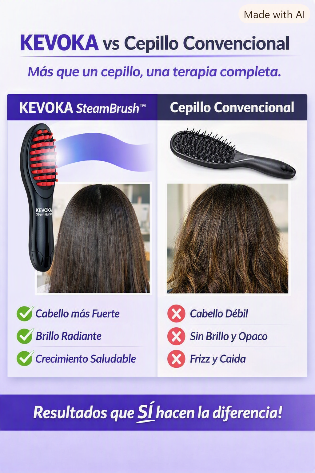 KEVOKA SteamBrush™ | Cepillo Vaporizador Capilar 4 en 1