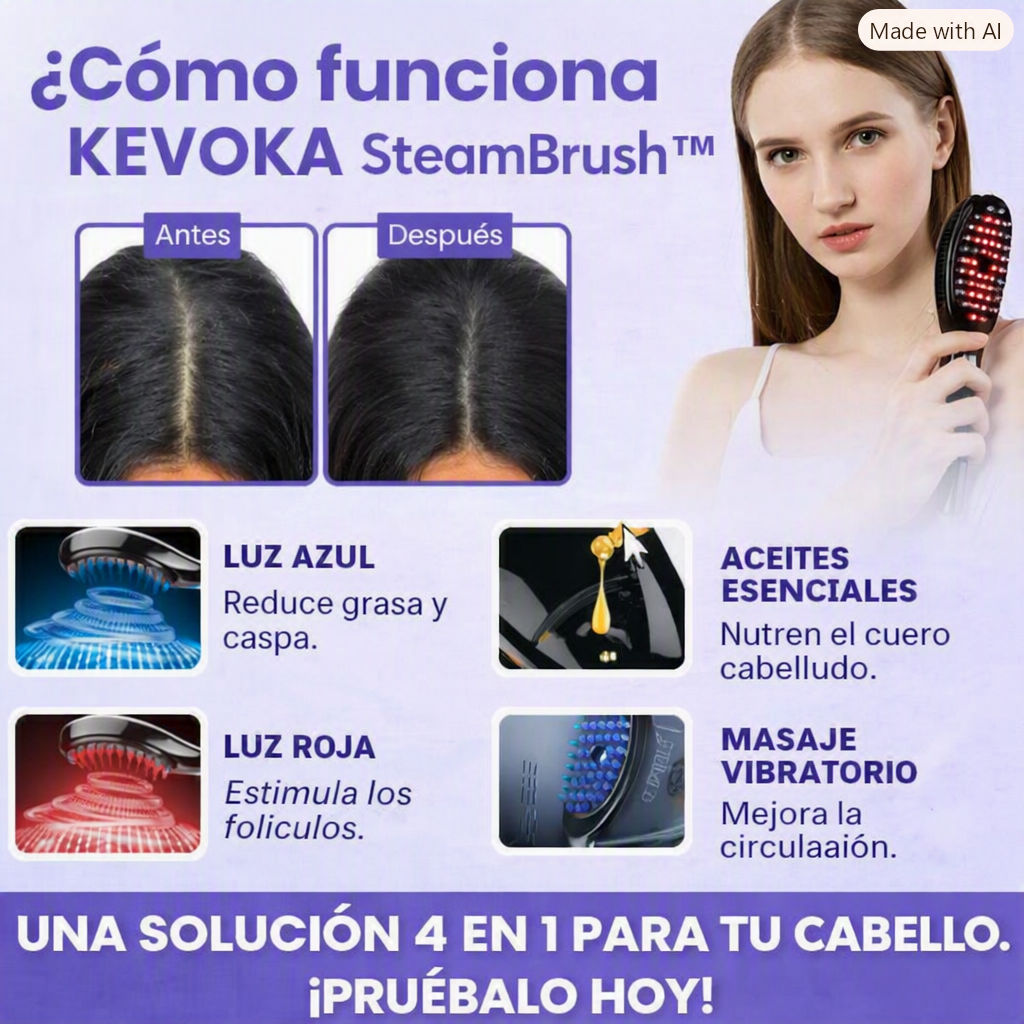 KEVOKA SteamBrush™ | Cepillo Vaporizador Capilar 4 en 1